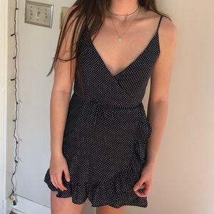 Polka-dot wrap dress